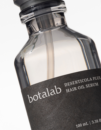 Botalab Deserticola Plus serum – hydrating hair oil in sleek amber bottle