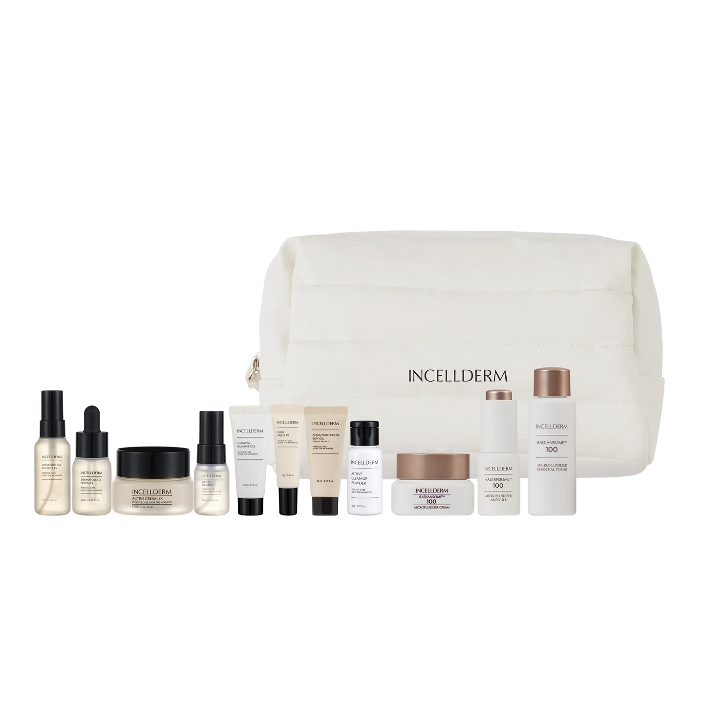 RIMAN INCELLDERM Expert Radiansome 100 Ritual Travel Kit 11pcs – Korean skincare set with travel pouch for radiant, youthful skin"