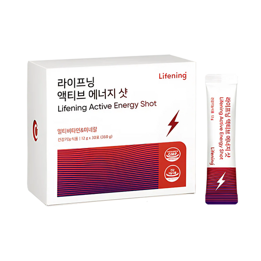 Lifening Active Energy Shot packaging with a white background