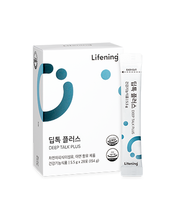 Lifening Deep Talk Plus box and sachet – Korean digestive health supplement with chicory root extract, 28 sticks, 15.5g each
