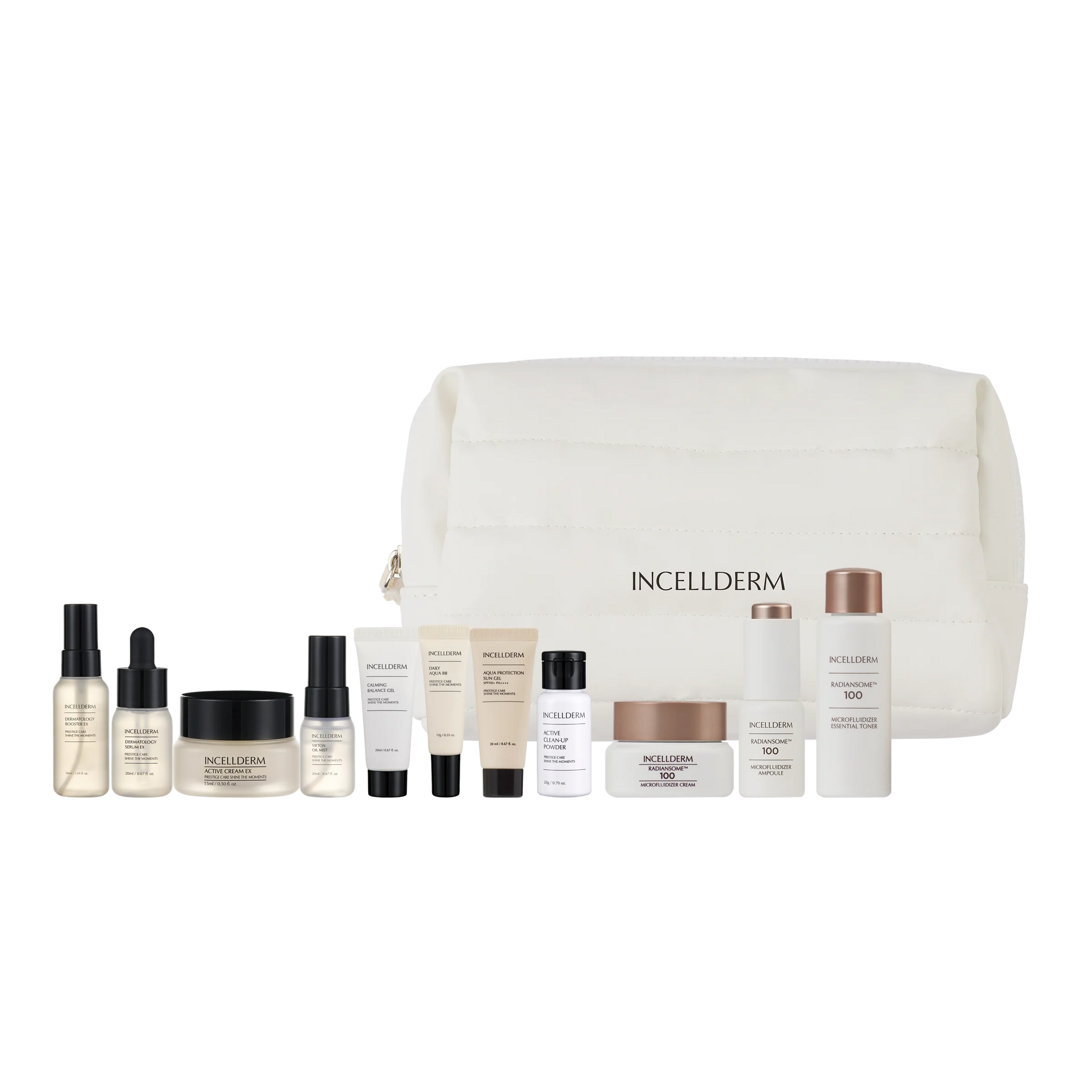 RIMAN INCELLDERM Expert Radiansome 100 Ritual Travel Kit 11pcs – Korean skincare set with travel pouch for radiant, youthful skin"