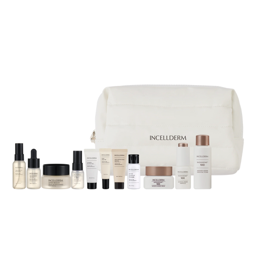 RIMAN INCELLDERM Expert Radiansome 100 Ritual Travel Kit 11pcs – Korean skincare set with travel pouch for radiant, youthful skin"